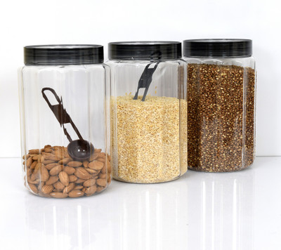 KUBER INDUSTRIES Plastic Grocery Container  - 800 ml(Pack of 3, Grey)