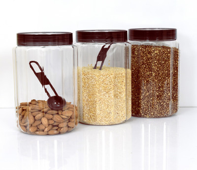 KUBER INDUSTRIES Plastic Grocery Container  - 500 ml(Pack of 3, Brown)