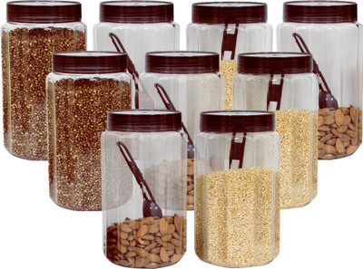 KUBER INDUSTRIES Plastic Grocery Container  - 1500 ml(Pack of 9, Brown)