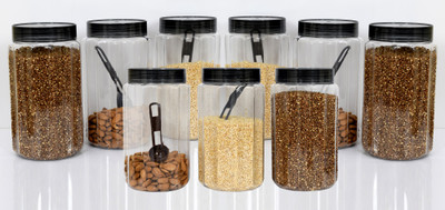 KUBER INDUSTRIES Plastic Grocery Container  - 1800 ml(Pack of 9, Grey)