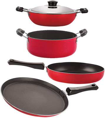 NIRLON FT10_FP13_DKD(J)_CS24 Non-Stick Coated Cookware Set(PTFE (Non-stick), Aluminium, 4 - Piece)