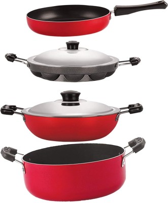 NIRLON FP10_DKD(B)_AP12_CS24 Non-Stick Coated Cookware Set(PTFE (Non-stick), Aluminium, 4 - Piece)