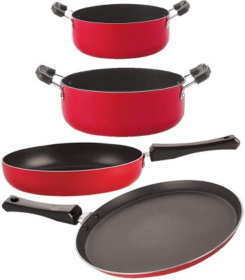 NIRLON FT10_FP13_CS20_CS24 Non-Stick Coated Cookware Set(PTFE (Non-stick), Aluminium, 4 - Piece)