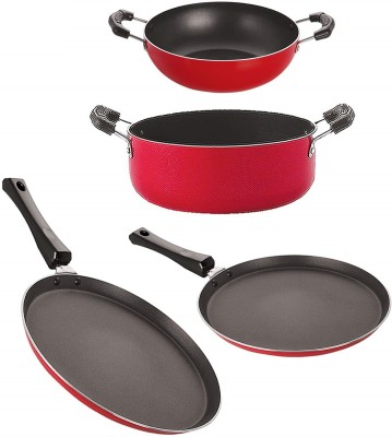 NIRLON FT10_FT11_KD10_CS24 Non-Stick Coated Cookware Set(PTFE (Non-stick), Aluminium, 4 - Piece)