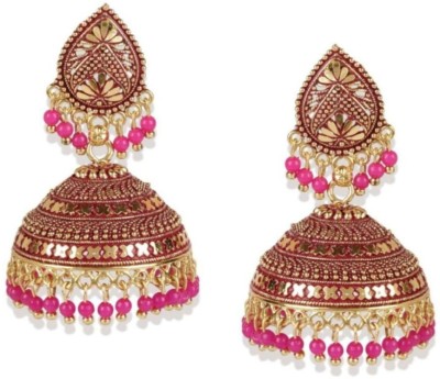 JEWELS GURU JEWELS GURU Classic Designed Gold Plated Enamelled Jhumka Earrings For Women And Girls Cubic Zirconia, Beads Alloy Jhumki Earring