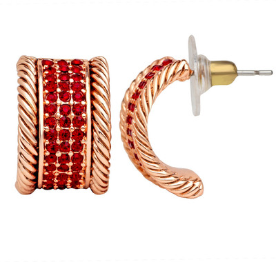 mahi Three Line Half Bali Style Earrings Crystal Alloy Stud Earring
