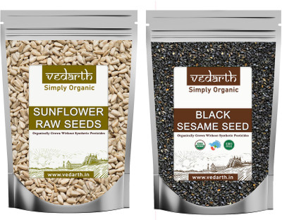 Vedarth Organic Combo of Sunflower Seed and Black Sesame Seed (100 Gram Each Pack) Sunflower Seeds, Sesame Seeds(2 x 100 g)