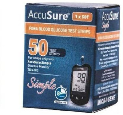 AccuSure Glucometer Test Strips, Pack of 1 | 50 Glucometer Strips 50 Glucometer Strips