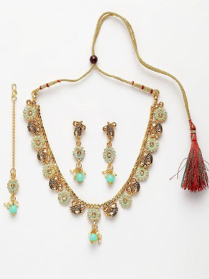 JEWELS GURU Alloy Gold-plated Turquoise Jewellery Set(Pack of 1)