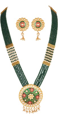 ZIKU JEWELRY Brass, Glass Gold-plated Green Jewellery Set(Pack of 1)
