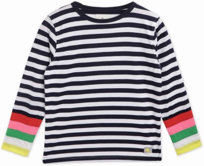 Nitt Hyman  - Cherry Crumble Boys Striped Polycotton Regular T Shirt(Blue, Pack of 1)