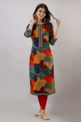 Pankvi Women Embroidered A-line Kurta(Multicolor)