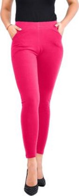 Shri Hub Ankle Length Ethnic Wear Legging(Pink, Solid)