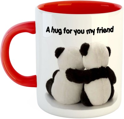 ARTBUG Panda A Hug for Your My Friend Printed Ceramic Coffee Ceramic Coffee Mug(350 ml)