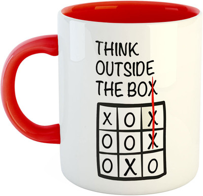 ARTBUG Think Outside The Box Printed Coffee Prefect to Gift Friends on Any Occasion Ceramic Coffee Mug(350 ml)