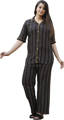 ARYAN TEXTILES Women Striped Multicolor Night Suit Set