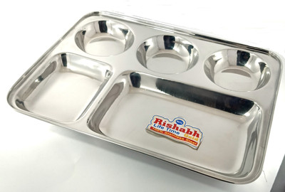 Rishabh Gold Lunch/Dinner Plate / Bhojan Thali 5 in 1 Compartments Dinner Plate