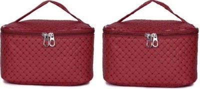 DRISHTI PERFECTION Pack ot 2 Women's Cosmetic Bag Color MAROON Cosmetic Bag(Pack of 2)