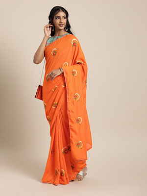 Shavya Embroidered Bollywood Georgette Saree(Orange)