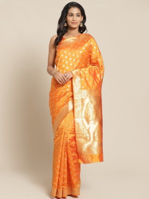 sotoni Woven Banarasi Pure Silk Saree(Orange)