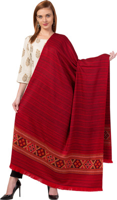 Tweedle Polyester Wool Blend Striped Women Shawl(Red)