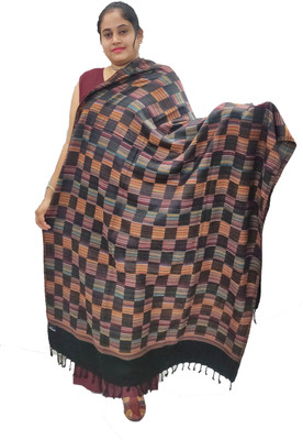 KAVIM Wool Checkered Women Shawl(Multicolor)