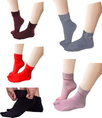 QSN STUFF Men & Women Solid Ankle Length(Pack of 5)