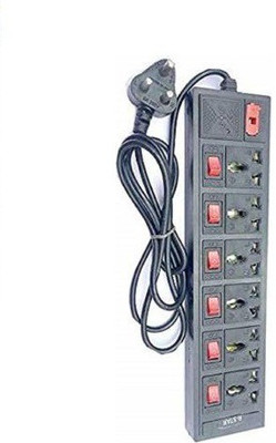 Skeisy 6+6 INOX EXTENSION BOARD WITH 6AMP CAPACITY ONE LED INDICATOR 6  Socket Extension Boards(Black, Red, 3 m)