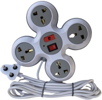 TOBY extension board universal socket with 4 meter cord and indicator 4  Socket Extension Boards(White, Grey, 4 m)