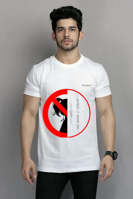 Tocayo Printed Men Round Neck White T-Shirt