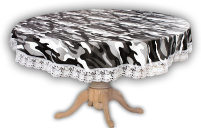 Stylista Printed 4 Seater Table Cover(Black, PVC)
