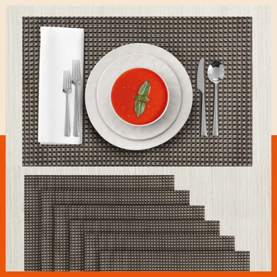 Matworks by Bathla Rectangular Pack of 6 Table Placemat(Grey, PVC)