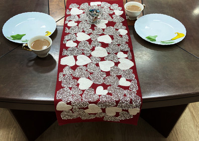 INERTIA Red 182.88 cm Table Runner(Cotton)