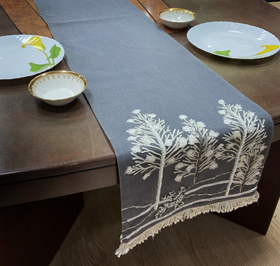 INERTIA Grey 182.88 cm Table Runner(Cotton)