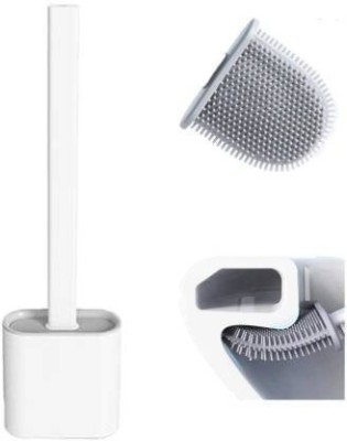 SBTs Silicone Flex Toilet Brush with Holder with Holder(White, Grey)