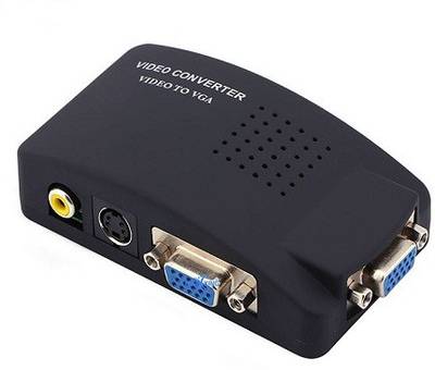 JAMUS TV AV S Video RCA Composite to VGA PC Monitor Converter Adapter Box PAL to V G A (Black) TV Tuner Card