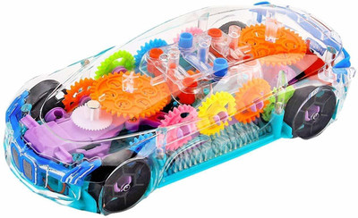 YIJUN 3D Super Car, Transparent Concept Racing car Toy, Car Toy for Kids with 360 Degree Rotation, Sound & Light, Gear Simulation Mechanical Car(transparent, White, Pack of: 1)