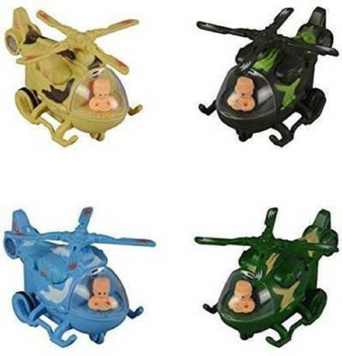Toyporium Mini Friction Helicopters Pack of 4 (Multi color, Pack of: 4) (mulitcolor)(Multicolor, Pack of: 4)