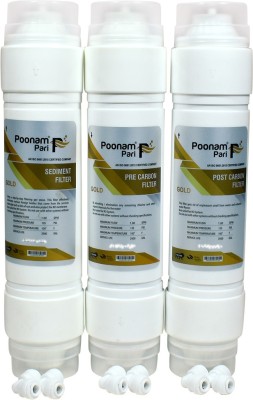 poonam pari Gold Inline Pre Carbon, Sediment & Post Carbon Filter Set with 6 Elbow (PACK of 9) Suitable for all RO Water Purifiers Media Filter Cartridge(1, Pack of 9)