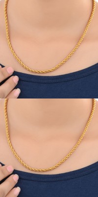 AanyaCentric 22inches Long Trendy Fancy Latest Design Neck Chain Combo Pack for Men Women Gold-plated Plated Metal Chain Set