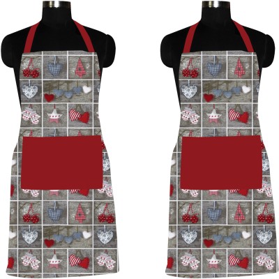 Flipkart SmartBuy Cotton Home Use Apron - Free Size(Grey, Red, Pack of 2)
