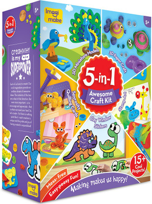 Imagimake 5-in-1 Awesome Craft Kit - Creative Toy & DIY Set for Kids - 5 Years and Above