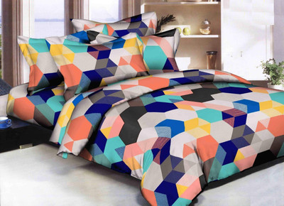 DecorSolution 240 TC Polycotton Double Printed Flat Bedsheet(Pack of 1, Multicolor)