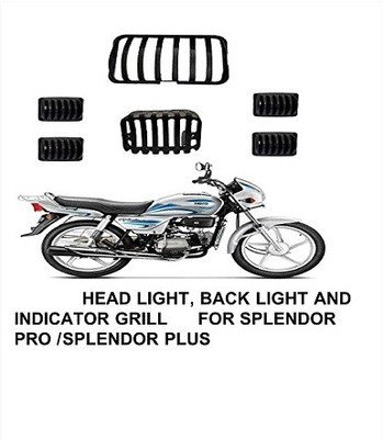 Amtek Auto SPLENDOR FULL HEADLIGHT AND INDICATOR GRILL Bike Headlight Grill(Black)