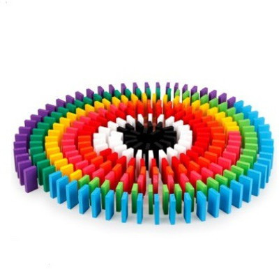 MASX Kids educational wooden learning blocks intellect toy domino game set of 100 multicolor blocks for children- Education with Fun(Multicolor)