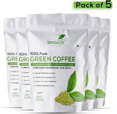 zenulife Green Coffee Beans Powder for Weight Loss 100g Pack of 5 Instant Coffee
