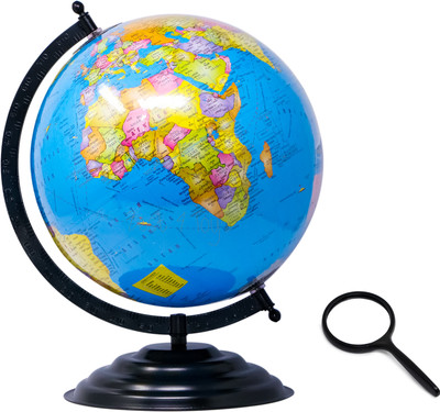 FIDDLERZ Globe For Kids, STEM STEAM Educational World Globe With 75mm Magnifying Glass For Kids/Office Globe/Political Globe/Globes for Students - 10 INCH (Medium - Blue) Desk & Table Top Political World Globe(Medium Blue) FIDDLERZ Globe For Kids, STEM STEAM Educational World Globe With 75mm Magnifying Glass For Kids/Office Globe/Political Globe/Globes for Students - 10 INCH (Medium - Blue) Desk & Table Top Political World Globe(Medium Blue)
