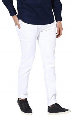 Meoby Slim Men White Jeans