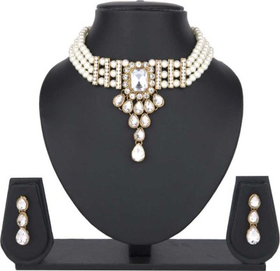 Ashmita Creation Alloy Gold-plated White Jewellery Set(Pack of 1)