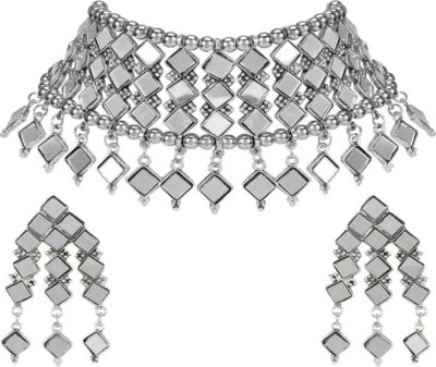 11 Girls Glass, Alloy Silver Jewellery Set(Pack of 1)